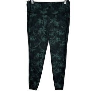 Old Navy Active Go-Dry Leggings Womens Large Green Black Digital Dot Camo Print